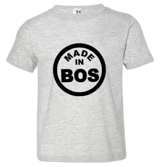 PleaseMeTees™ Toddler From Born Made In Boston MA Strong Logo Label Tee