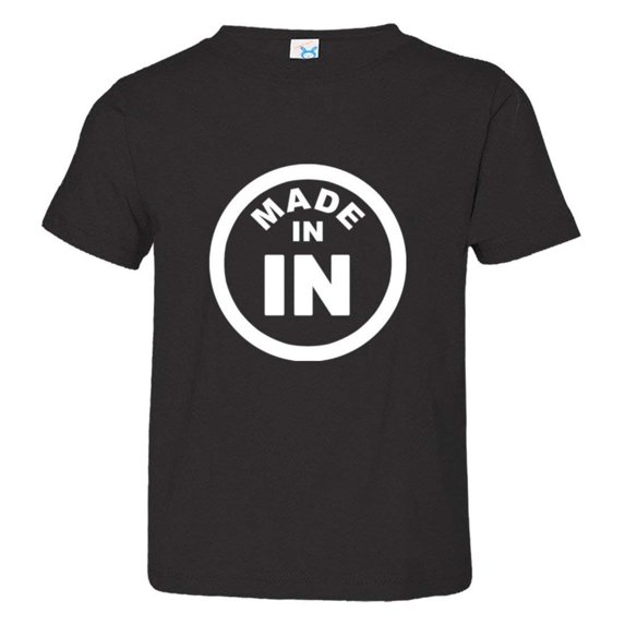 PleaseMeTees™ Toddler From Born Made In Indiana In Logo Label Tag HQ Tee