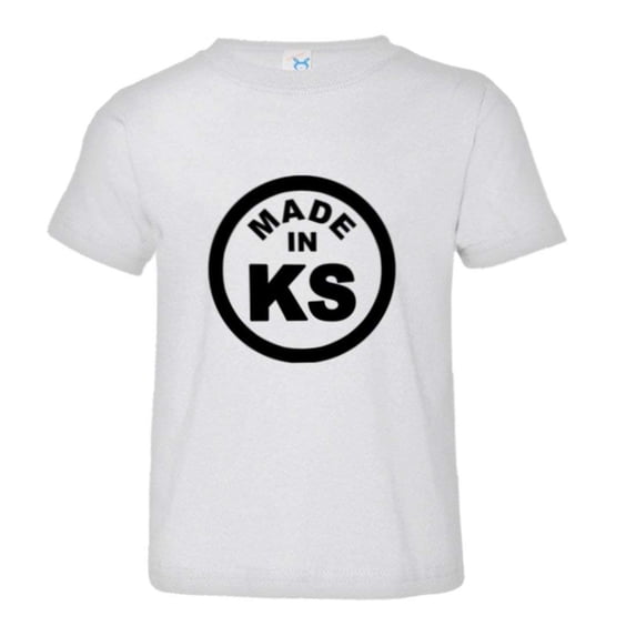 PleaseMeTees™ Toddler From Born Made In Kansas KS Logo Label Tag HQ Tee