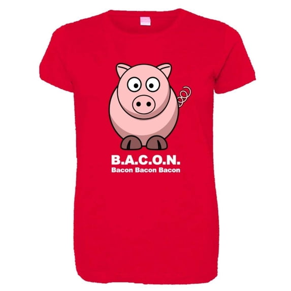 PleaseMeTees™ Womens Bacon Bacon Pig I Love Pork Meat HQ Tee