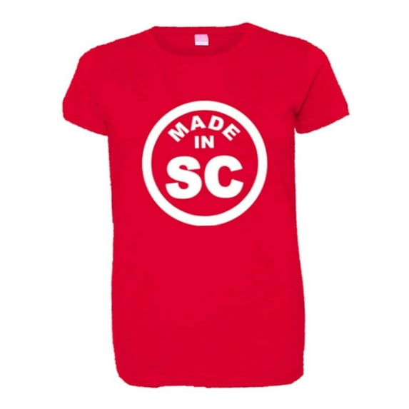 PleaseMeTees™ Womens Born Made In South Carolina SC Logo Label HQ Tee