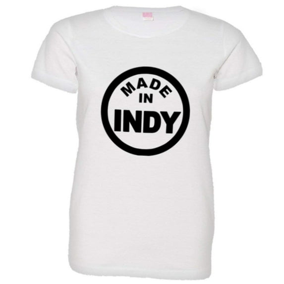 PleaseMeTees™ Womens Born Made Indianapolis Indiana Logo Label HQ Tee