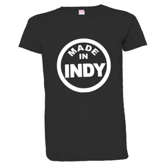PleaseMeTees™ Womens Born Made Indianapolis Indiana Logo Label HQ Tee