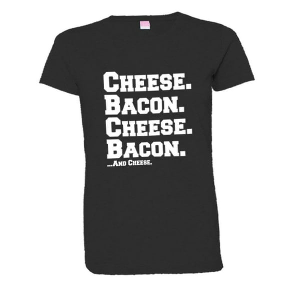 PleaseMeTees™ Womens Cheese and Bacon Grease I Love Pizza HQ Tee
