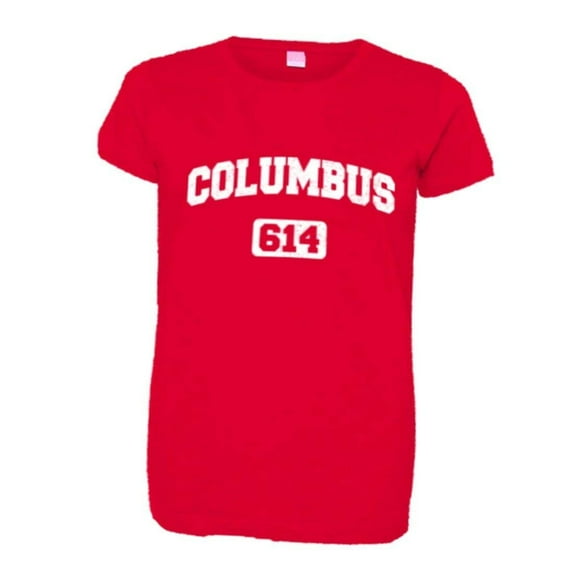 PleaseMeTees™ Womens Columbus 614 CBUS Area Code Distressed HQ Tee