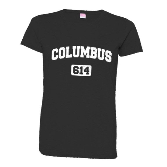 PleaseMeTees™ Womens Columbus 614 CBUS Area Code Distressed HQ Tee