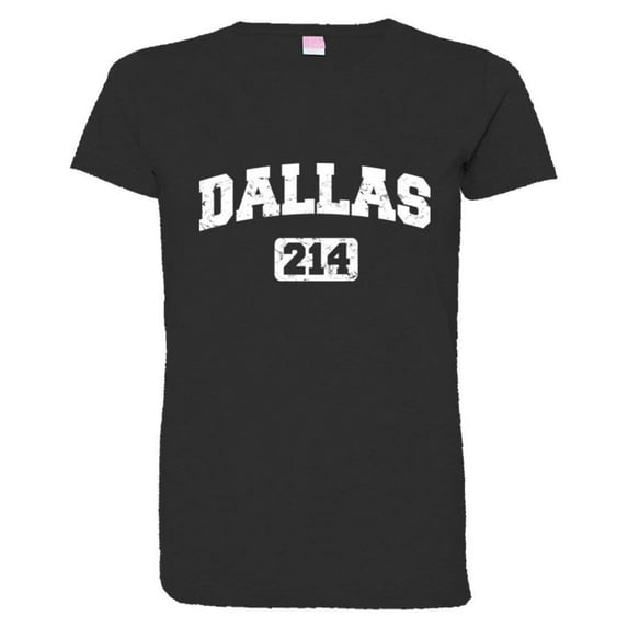 PleaseMeTees™ Womens Dallas 214 Area Code Distressed HQ Fashion Tee