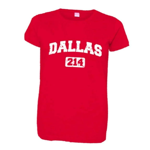 PleaseMeTees™ Womens Dallas 214 Area Code Distressed HQ Tee