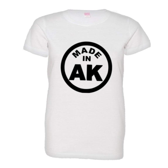 PleaseMeTees™ Womens From Born Made In Alaska AK Logo Label Tag HQ Tee