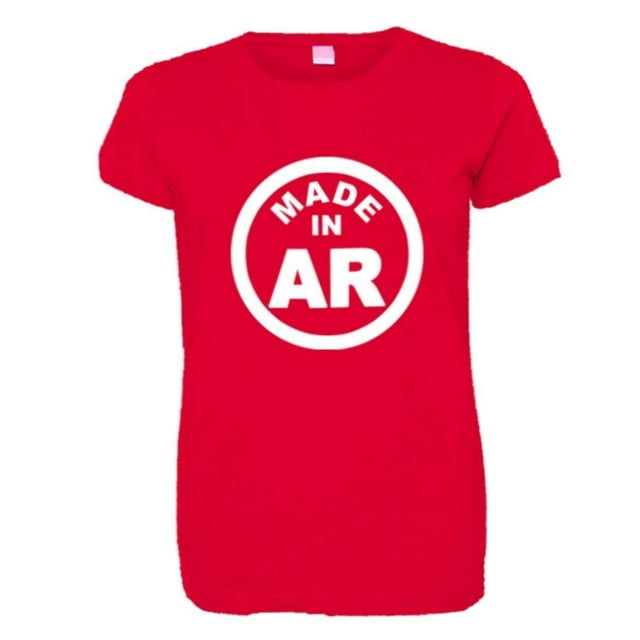 PleaseMeTees™ Womens From Born Made In Arkansas AK Logo Label Tag HQ Tee