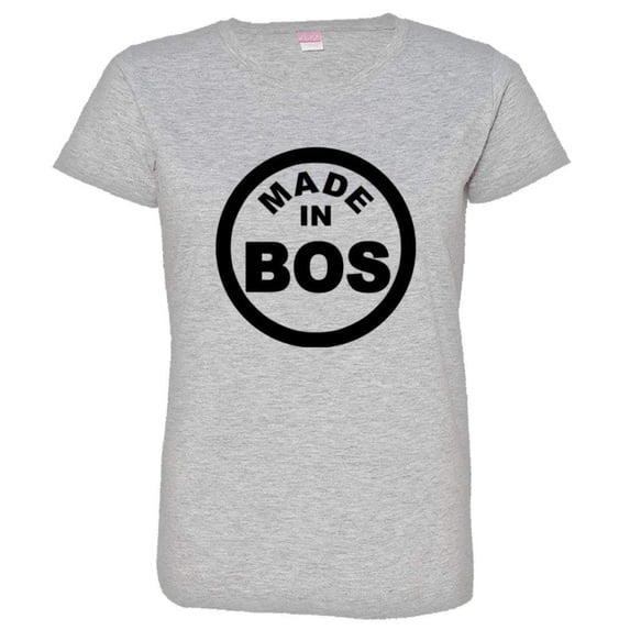 PleaseMeTees™ Womens From Born Made In Boston MA Strong Logo Label HQ Tee
