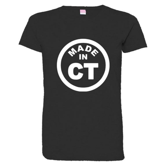 PleaseMeTees™ Womens From Born Made In Connecticut CT Logo Label HQ Tee