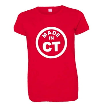PleaseMeTees™ Womens From Born Made In Connecticut CT Logo Label HQ Tee