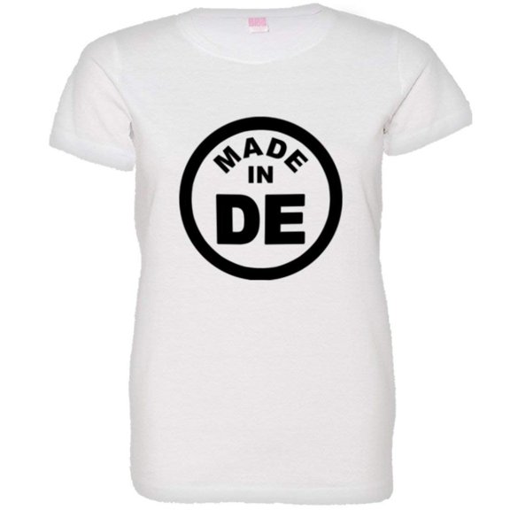 PleaseMeTees™ Womens From Born Made In Delaware DE Logo Label HQ Tee