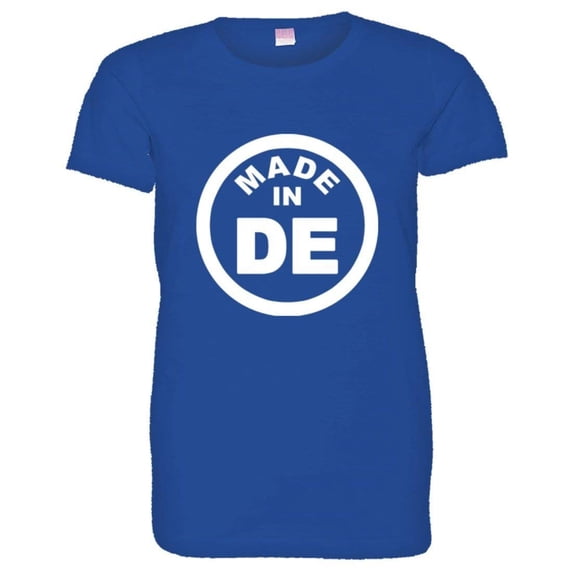 PleaseMeTees™ Womens From Born Made In Delaware DE Logo Label HQ Tee