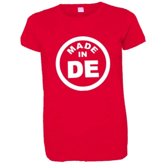 PleaseMeTees™ Womens From Born Made In Delaware DE Logo Label HQ Tee