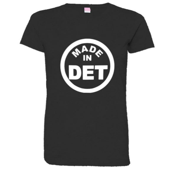 PleaseMeTees? Womens From Born Made In Detroit MI Logo Label Tag HQ Tee