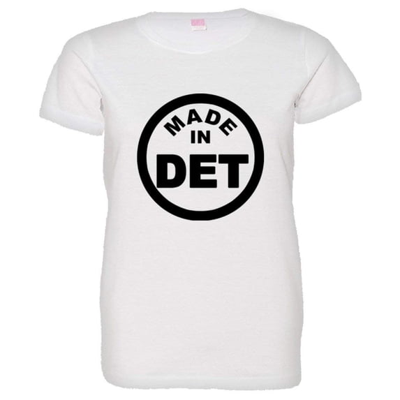 PleaseMeTees™ Womens From Born Made In Detroit MI Logo Label Tag HQ Tee