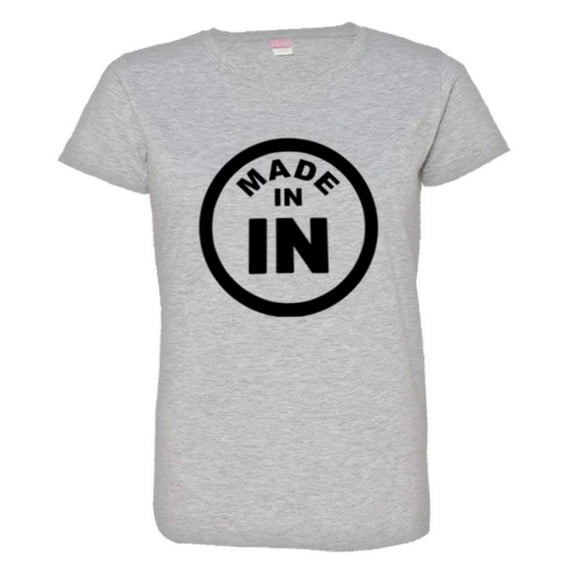 PleaseMeTees™ Womens From Born Made In Indiana In Logo Label Tag HQ Tee