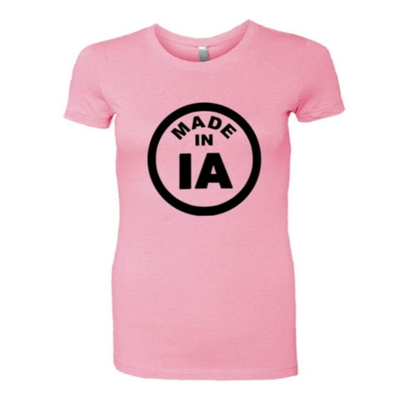 PleaseMeTees™ Womens From Born Made In Iowa IA Logo Label Tag HQ Tee