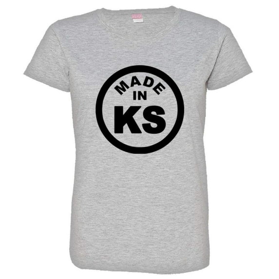 PleaseMeTees™ Womens From Born Made In Kansas KS Logo Label Tag HQ Tee