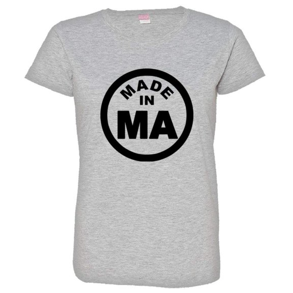 PleaseMeTees™ Womens From Born Made In Massachusetts MA Logo Label Tee