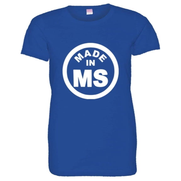 PleaseMeTees™ Womens From Born Made In Mississippi MS Logo Label HQ Tee