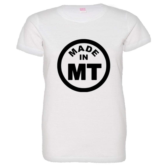 PleaseMeTees™ Womens From Born Made In Montana MT Logo Label HQ Tee