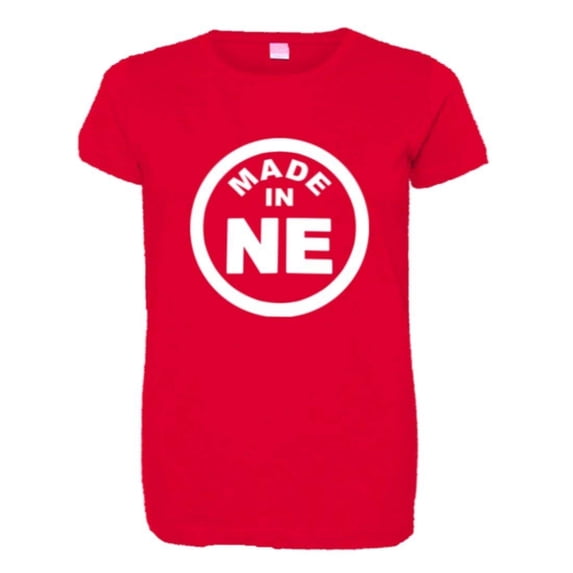 PleaseMeTees™ Womens From Born Made In Nebraska NE Logo Label HQ Tee