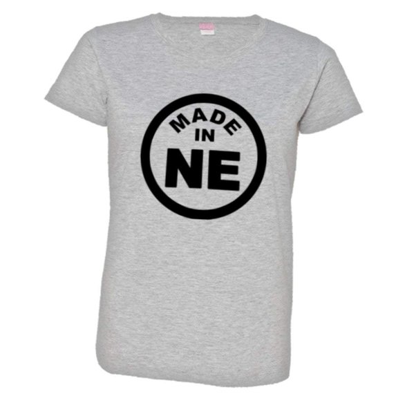 PleaseMeTees™ Womens From Born Made In Nebraska NE Logo Label HQ Tee