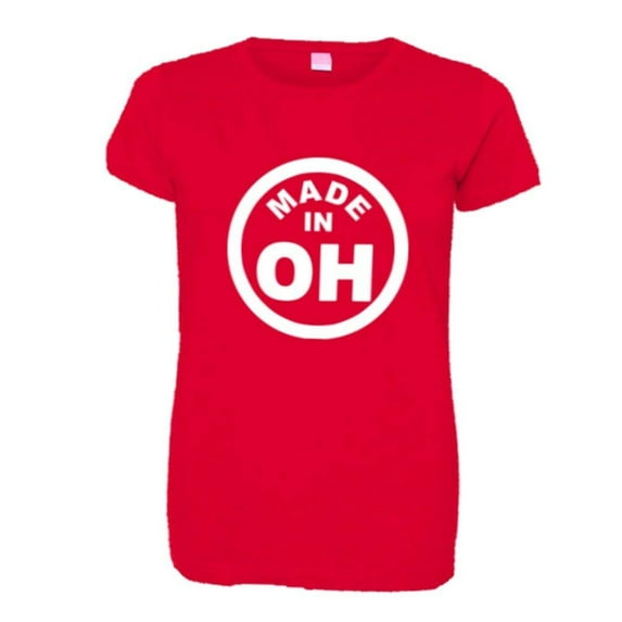 PleaseMeTees™ Womens From Born Made In Ohio OH State Logo Label HQ Tee