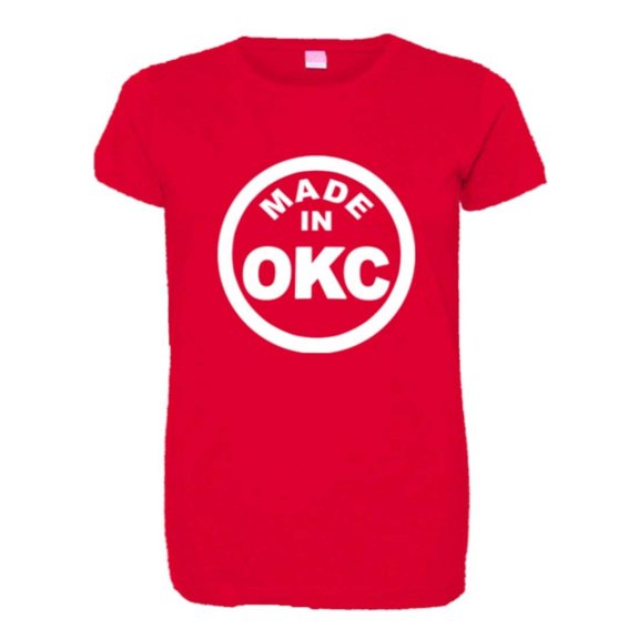 PleaseMeTees™ Womens From Born Made In Oklahoma City OK Logo Label HQ Tee