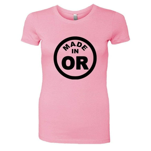 PleaseMeTees™ Womens From Born Made In Oregon OR State Logo Label HQ Tee