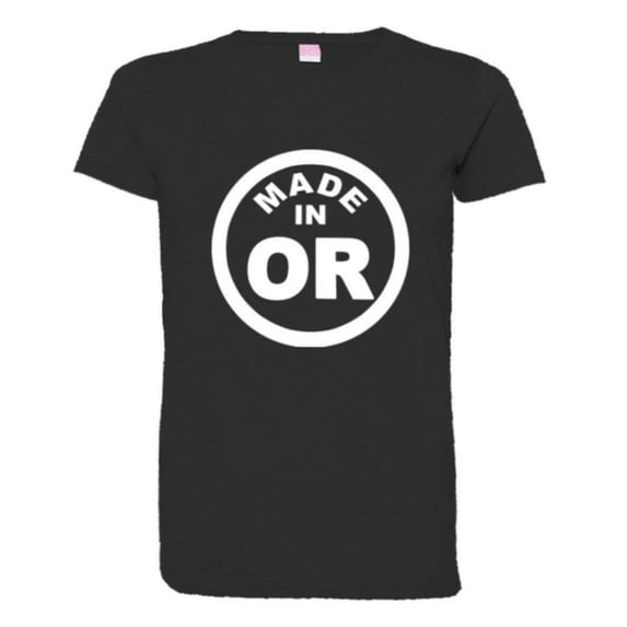 PleaseMeTees™ Womens From Born Made In Oregon OR State Logo Label HQ Tee