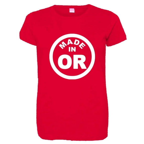 PleaseMeTees™ Womens From Born Made In Oregon OR State Logo Label HQ Tee