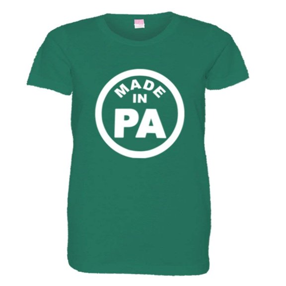 PleaseMeTees™ Womens From Born Made In Pennsylvania PA Logo Label Tee
