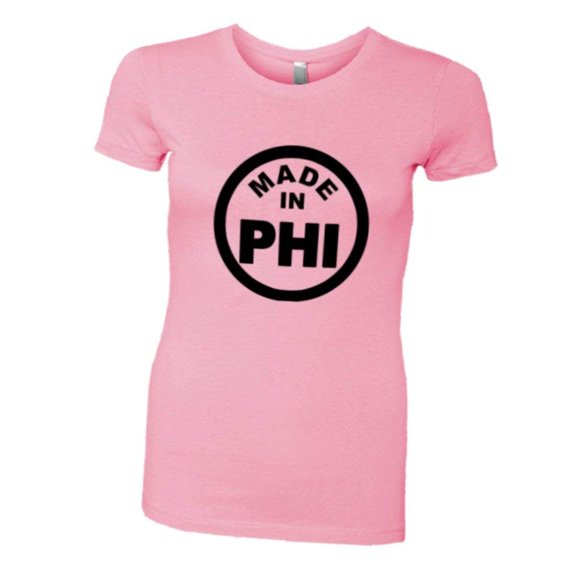 PleaseMeTees™ Womens From Born Made In Philadelphia PA Logo Label HQ Tee