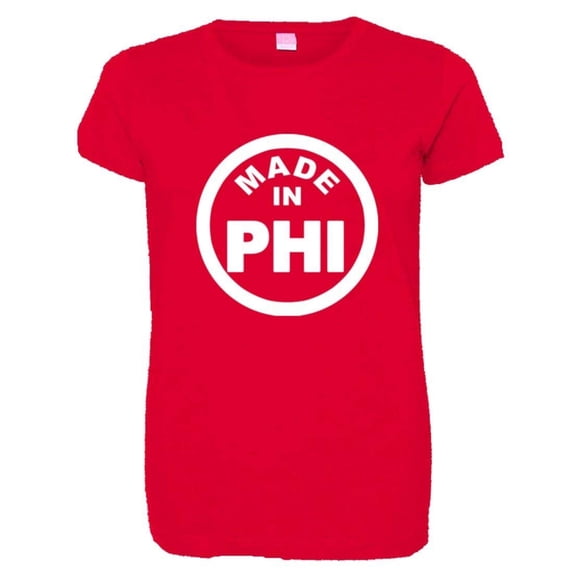 PleaseMeTees™ Womens From Born Made In Philadelphia PA Logo Label HQ Tee