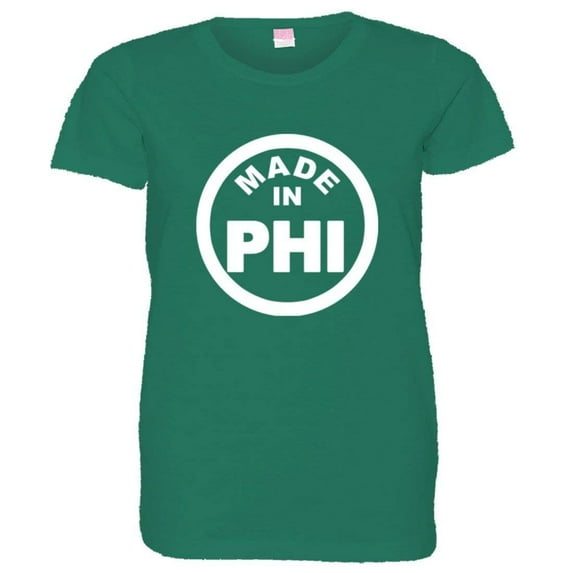 PleaseMeTees™ Womens From Born Made In Philadelphia PA Logo Label Tee