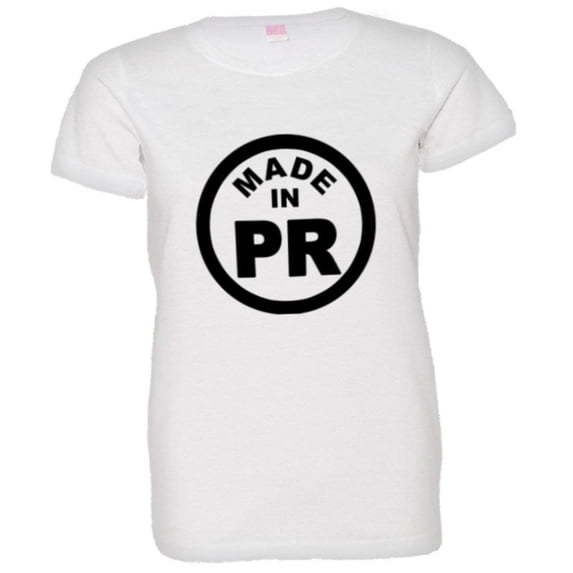 PleaseMeTees™ Womens From Born Made In Puerto Rico PR Logo Label HQ Tee