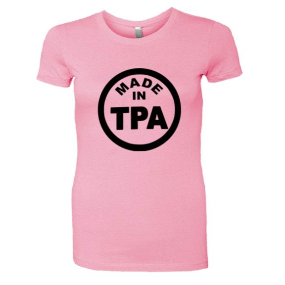 PleaseMeTees™ Womens From Born Made In Tampa FL Florida Logo Label HQ Tee