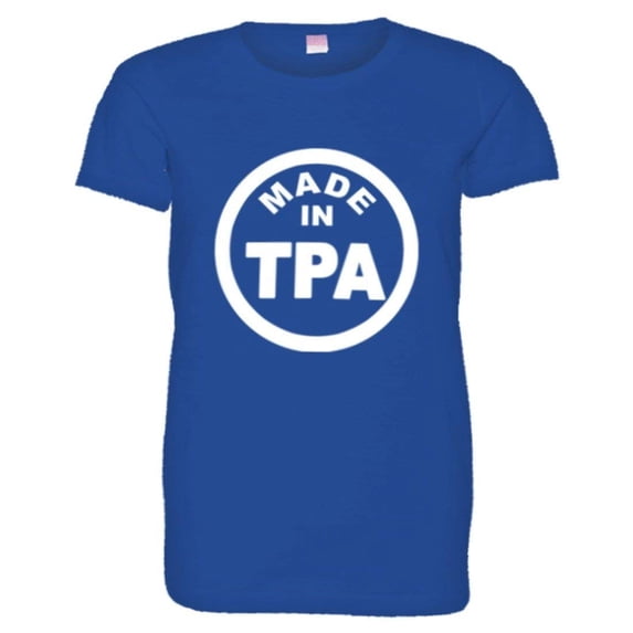 PleaseMeTees™ Womens From Born Made In Tampa FL Florida Logo Label Tee
