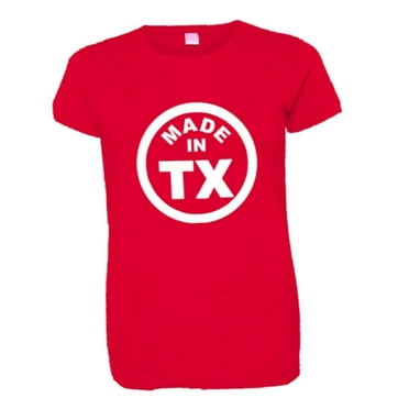 PleaseMeTees™ Womens From Born Made In Texas Longhorn TX Logo Label HQ Tee