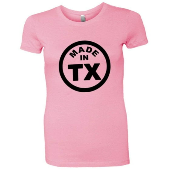 PleaseMeTees™ Womens From Born Made In Texas Longhorn TX Logo Label HQ Tee