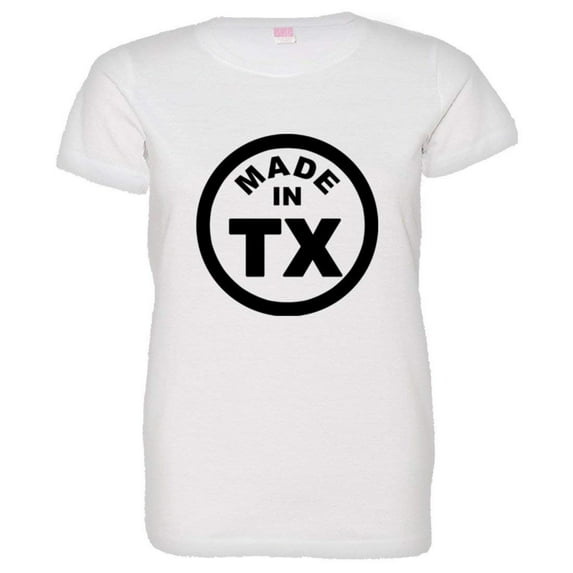 PleaseMeTees™ Womens From Born Made In Texas Longhorn TX Logo Label Tee