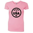 thumbnail image 1 of PleaseMeTees™ Womens From Born Made In USA United States Logo Label HQ Tee, 1 of 1