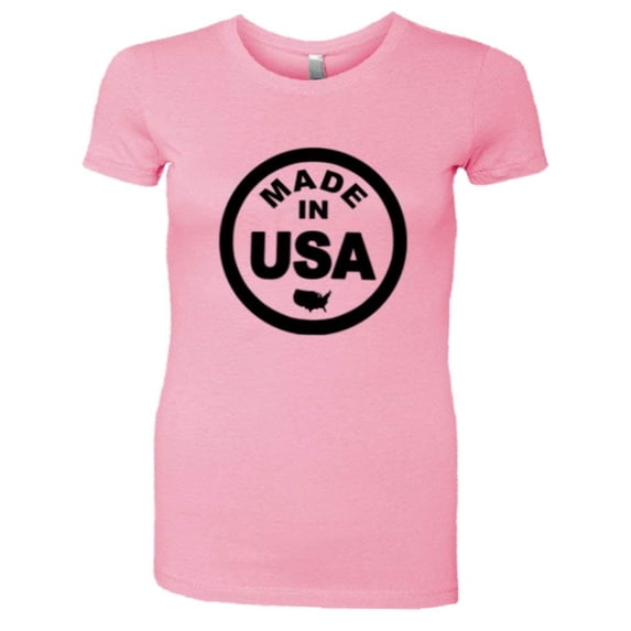 PleaseMeTees™ Womens From Born Made In USA United States Logo Label Tee