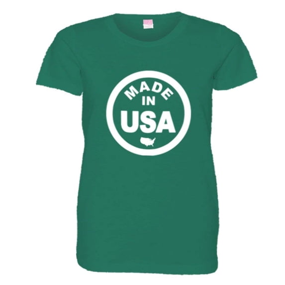 PleaseMeTees™ Womens From Born Made In USA United States Logo Label Tee