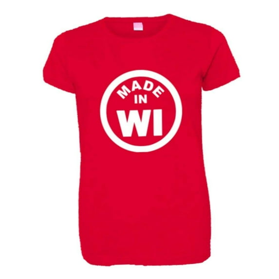 PleaseMeTees™ Womens From Born Made In Wisconsin WI Logo Label HQ Tee