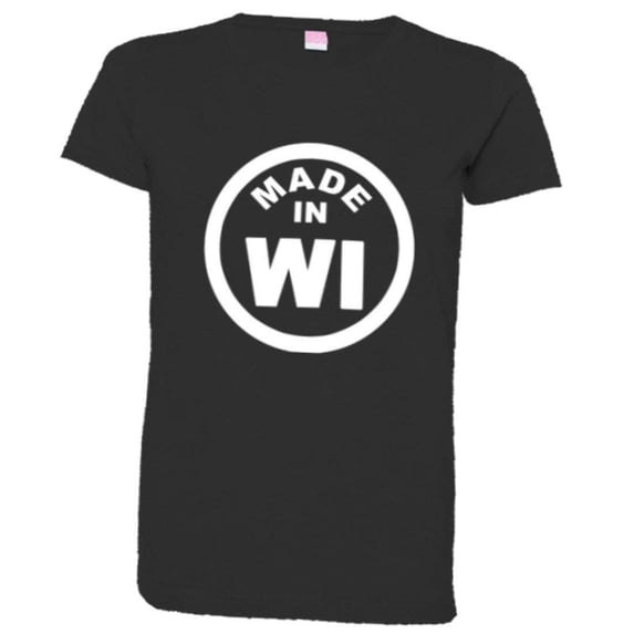PleaseMeTees™ Womens From Born Made In Wisconsin WI Logo Label HQ Tee